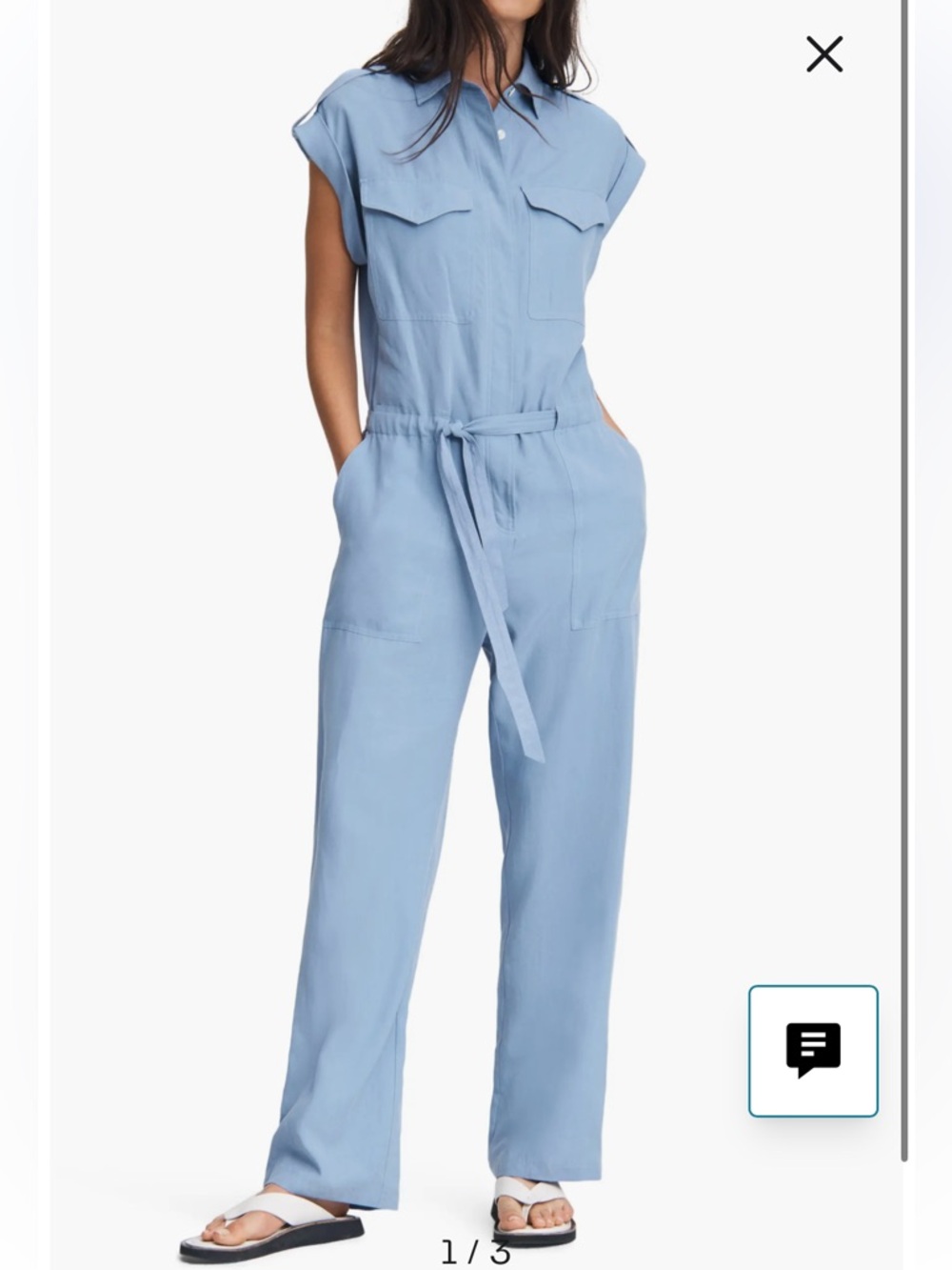 rag & bone Luna Soft Blue Utility Tie-Waist Jumpsuit